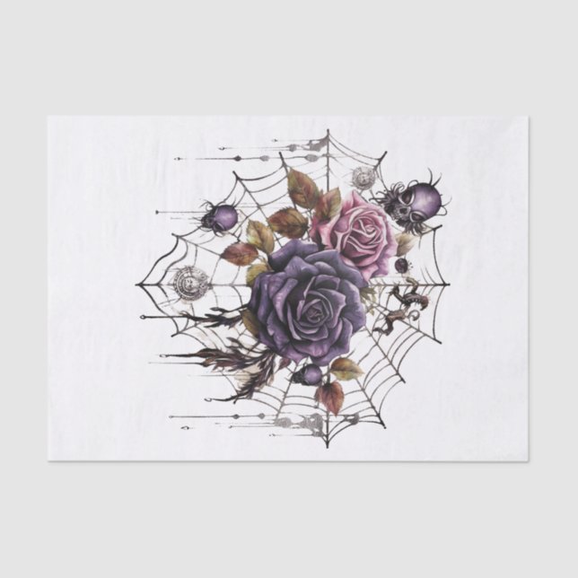 Gothic Floral Cobweb for Decoupage  Tissue Paper (Front)