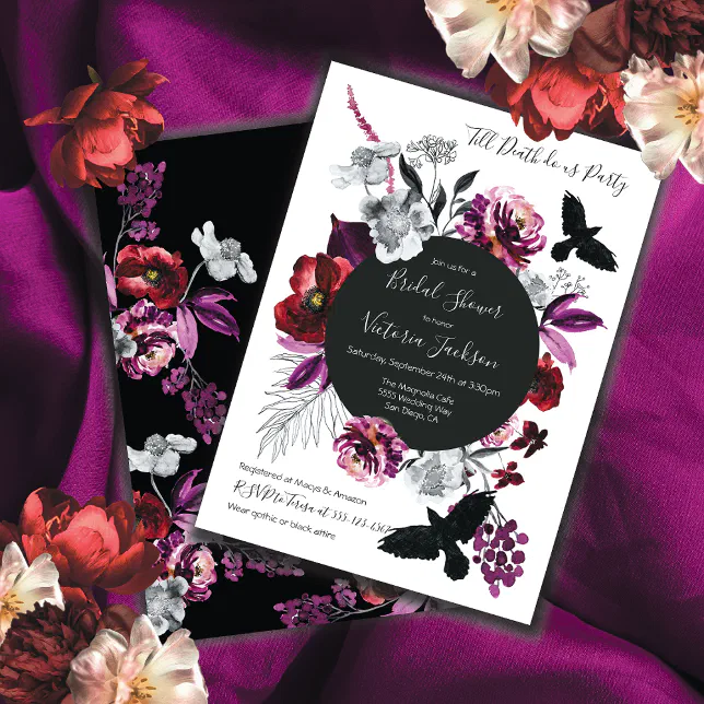 Gothic Floral Dark & Moody Bridal Shower Invitation | Zazzle