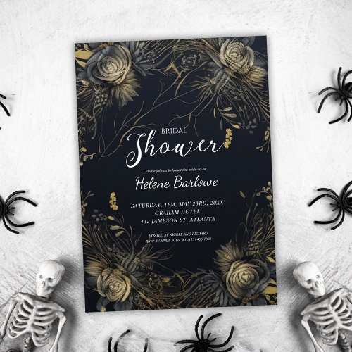 Gothic Floral Dark Moody Bridal Shower Invitation