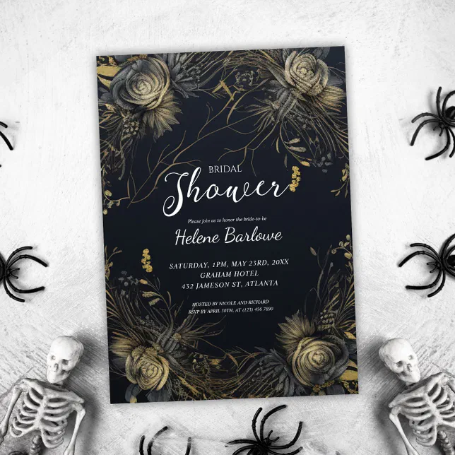 Gothic Floral Dark Moody Bridal Shower Invitation | Zazzle