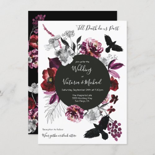 Gothic Floral Dark  Moody Wedding Invitation
