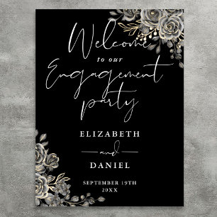 Gothic Floral Engagement Party Welcome Sign