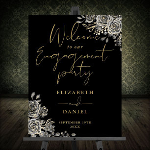 Gothic Floral Engagement Party Welcome Sign