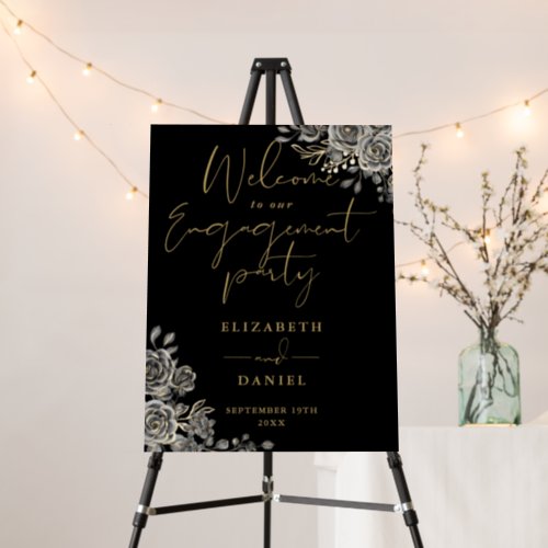 Gothic Floral Engagement Party Welcome Sign