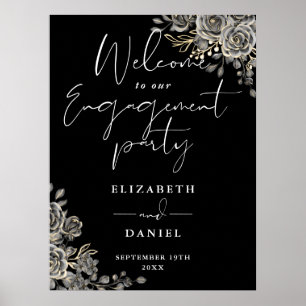 Gothic Floral Engagement Party Welcome Sign