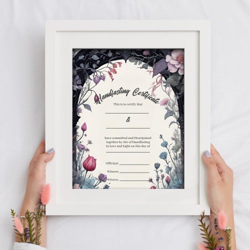 Gothic Floral Garden Gate Handfasting Certificate Poster