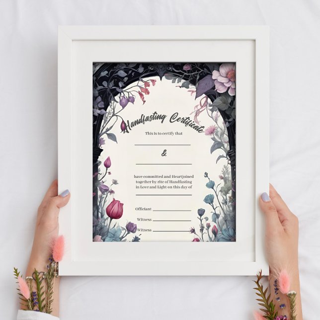 Gothic Floral Garden Gate Handfasting Certificate Poster (Creator Uploaded)