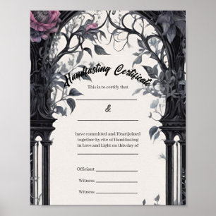 Gothic Floral Garden Gate Handfasting Certificate Poster