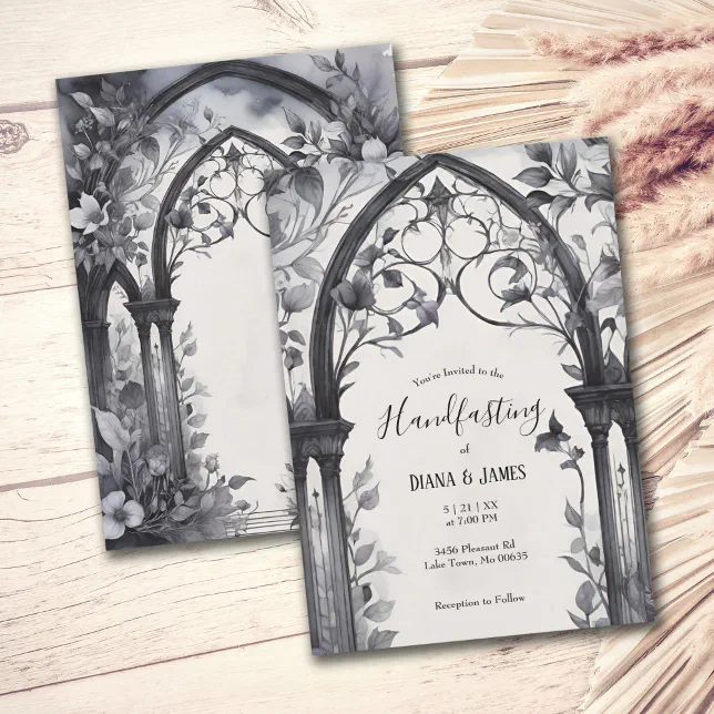 Gothic Floral Garden Gate Pagan Handfasting Invitation | Zazzle