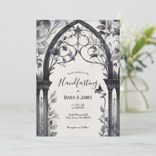 Gothic Floral Garden Gate Pagan Handfasting Invitation | Zazzle