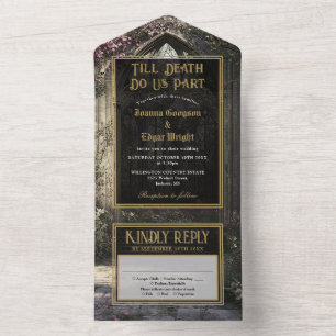 Gothic Floral Garden Wedding All In One Invitation