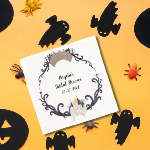 Gothic Floral Ghosts Bats Wreath Hallowedding Napkins