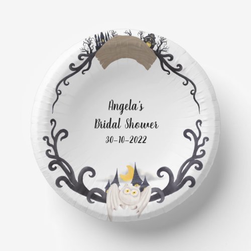 Gothic Floral Ghosts Bats Wreath Hallowedding Paper Bowls