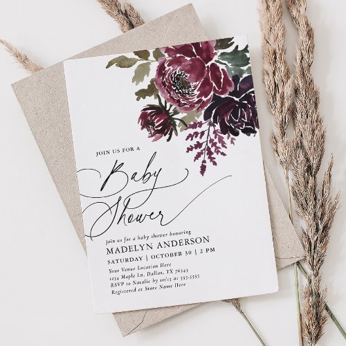 Gothic Floral Halloween Baby Shower Invitation