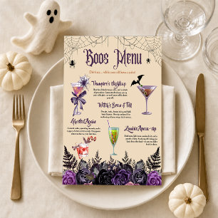 Gothic Floral Halloween Drink with Custom Names Menu