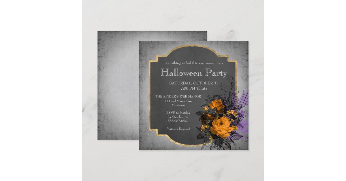 Gothic Floral Halloween Party Invitation | Zazzle