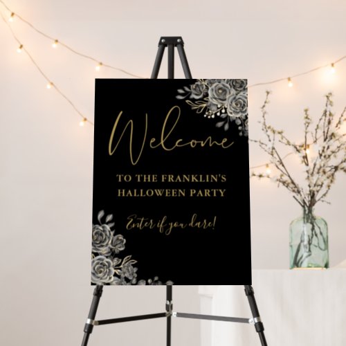 Gothic Floral Halloween Party Welcome Sign