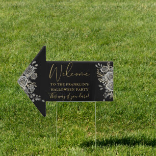 Gothic Floral Halloween Party Welcome Sign