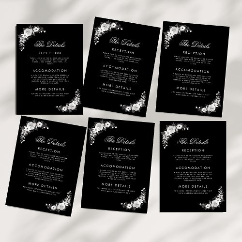 Gothic Floral Halloween Wedding Black The Details Enclosure Card