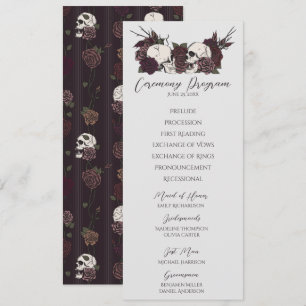 Gothic Floral Light Gray Wedding Program Card