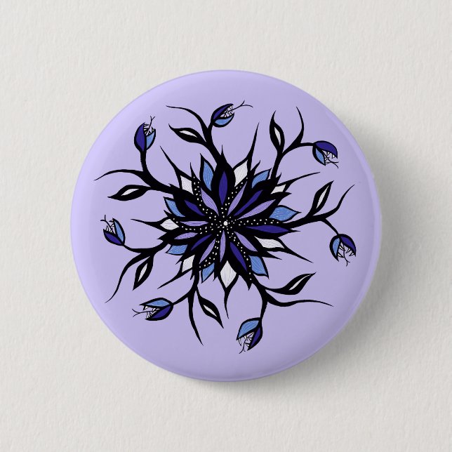 Gothic Floral Mandala Monsters And Teeth Button (Front)