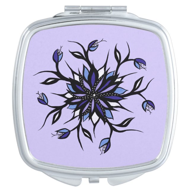 Gothic Floral Mandala Monsters And Teeth Compact Mirror (Front)