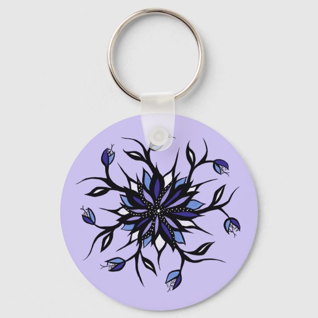 Gothic Floral Mandala Monsters And Teeth Keychain (Front)