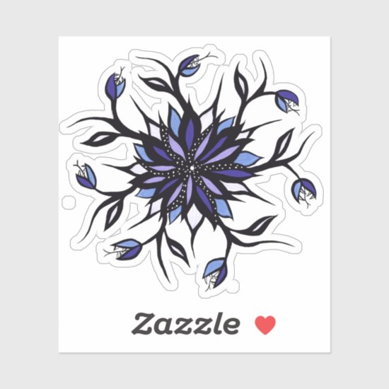 Gothic Floral Mandala Monsters And Teeth Sticker