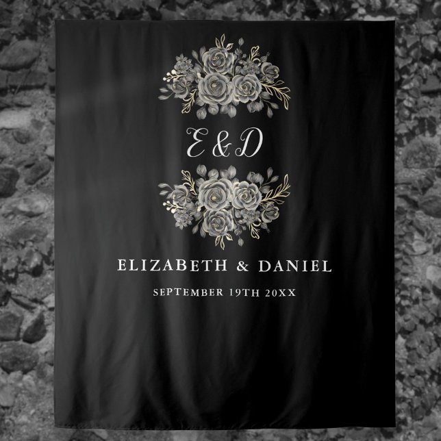 Gothic Floral Monogram Wedding Backdrop (Gothic Floral Monogram Wedding Backdrop)