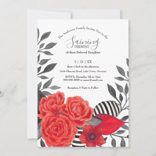 Gothic Floral Pagan Baby Saining Ceremony Invitation