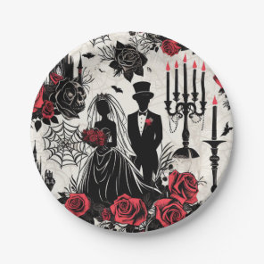 Gothic Floral Paper Plate - Halloween, Wedding
