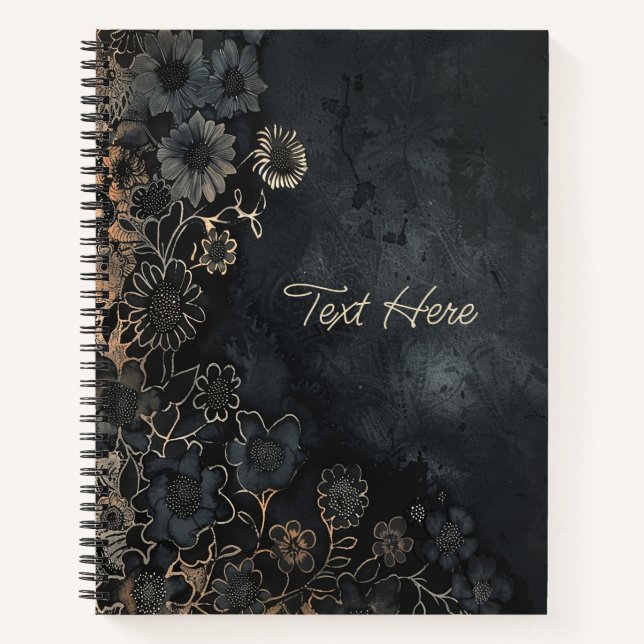 Gothic Floral Personalized Notebook (Front)