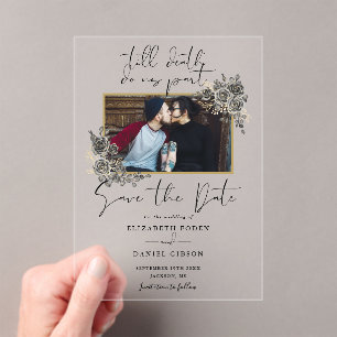 Gothic Floral Photo Wedding Save The Date