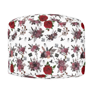 Gothic Floral Pouf Footstool