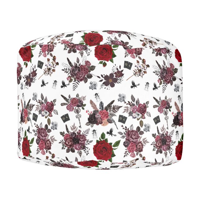 Gothic Floral Pouf Footstool (Front)