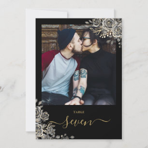 Gothic Floral Roses Photo Table Number