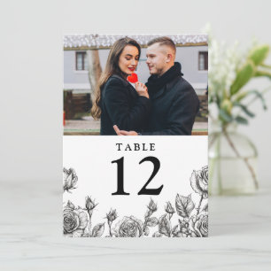 Gothic Floral Roses Photo Table Number