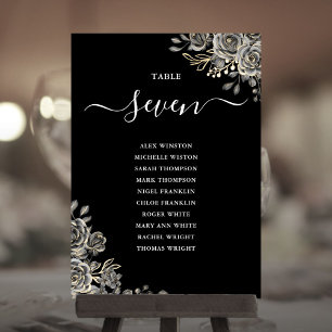 Gothic Floral Roses Seating Plan Table Number