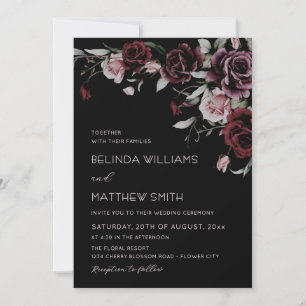 Gothic Floral Roses Wedding Invitation