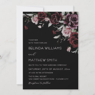 Gothic Floral Roses Wedding Invitation
