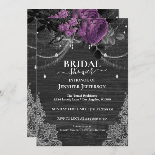 Gothic Floral Rustic Bridal Shower Invitation