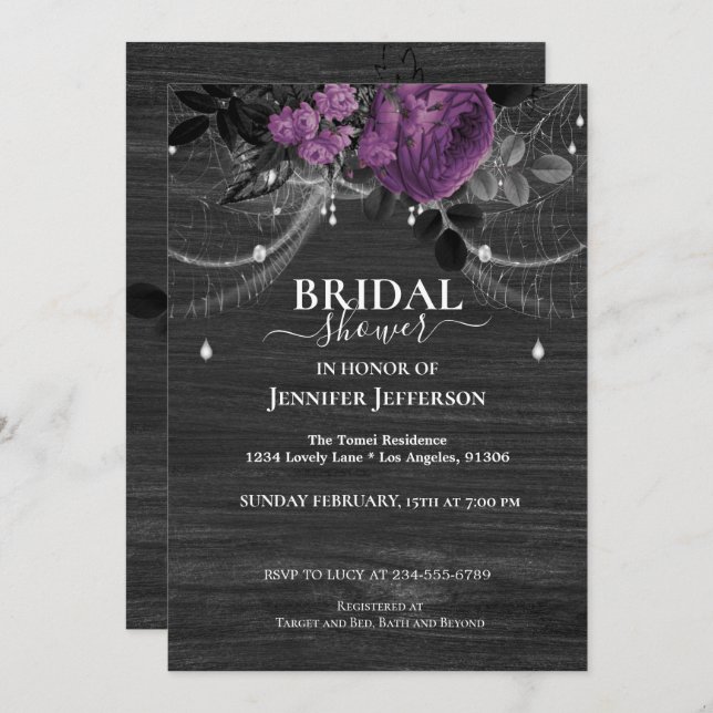 Gothic Floral Rustic Bridal Shower Invitation (Front/Back)