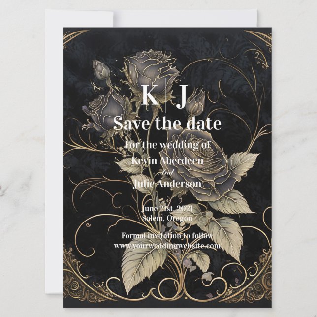 Gothic Floral Save The Date (Front)