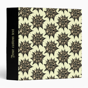 Gothic Floral Sepia Spiked Flower Pattern 3 Ring Binder
