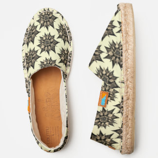 Gothic Floral Sepia Spiked Flower Pattern Espadrilles
