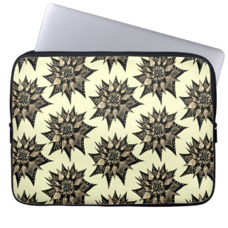 Gothic Floral Sepia Spiked Flower Pattern Laptop Sleeve