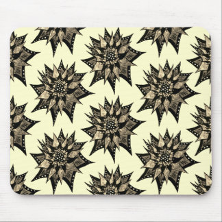 Gothic Floral Sepia Spiked Flower Pattern Mouse Pad
