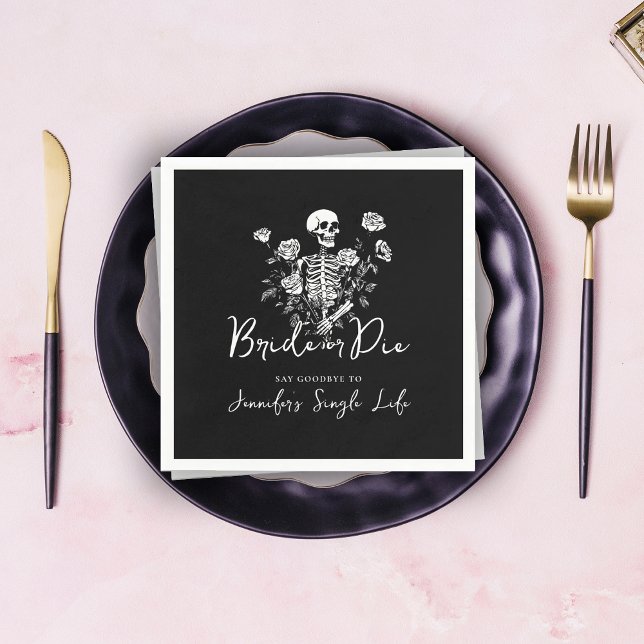 Gothic Floral Skeleton Bachelorette Party  Napkins (Creator Uploaded)