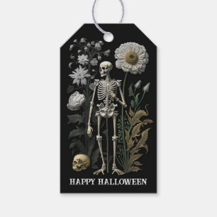 Gothic Floral Skeleton   Dark Vintage Halloween Gift Tags