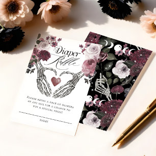 Gothic Floral Skeleton Hands Baby Diaper Raffle Enclosure Card